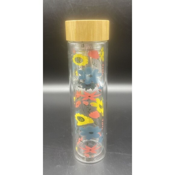 ANTHROPOLOGIE Glass Floral Water Tea Infuser Bottle - Picture 3 of 10